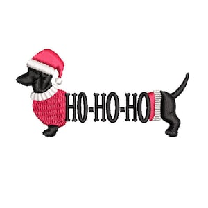Dachshund Machine Embroidery Design - Festive Christmas Weiner Dog - Instant Digital Download