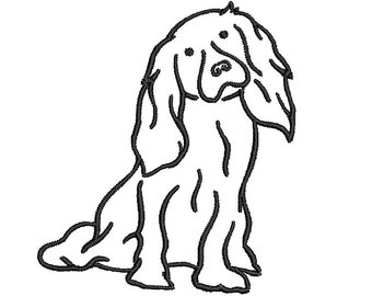 Cavalier King Charles Spaniel Diseño de bordado de máquina (2 tamaños), bordado de perros, bordado de perros estilo arte lineal, archivo de bordado de razas de perros