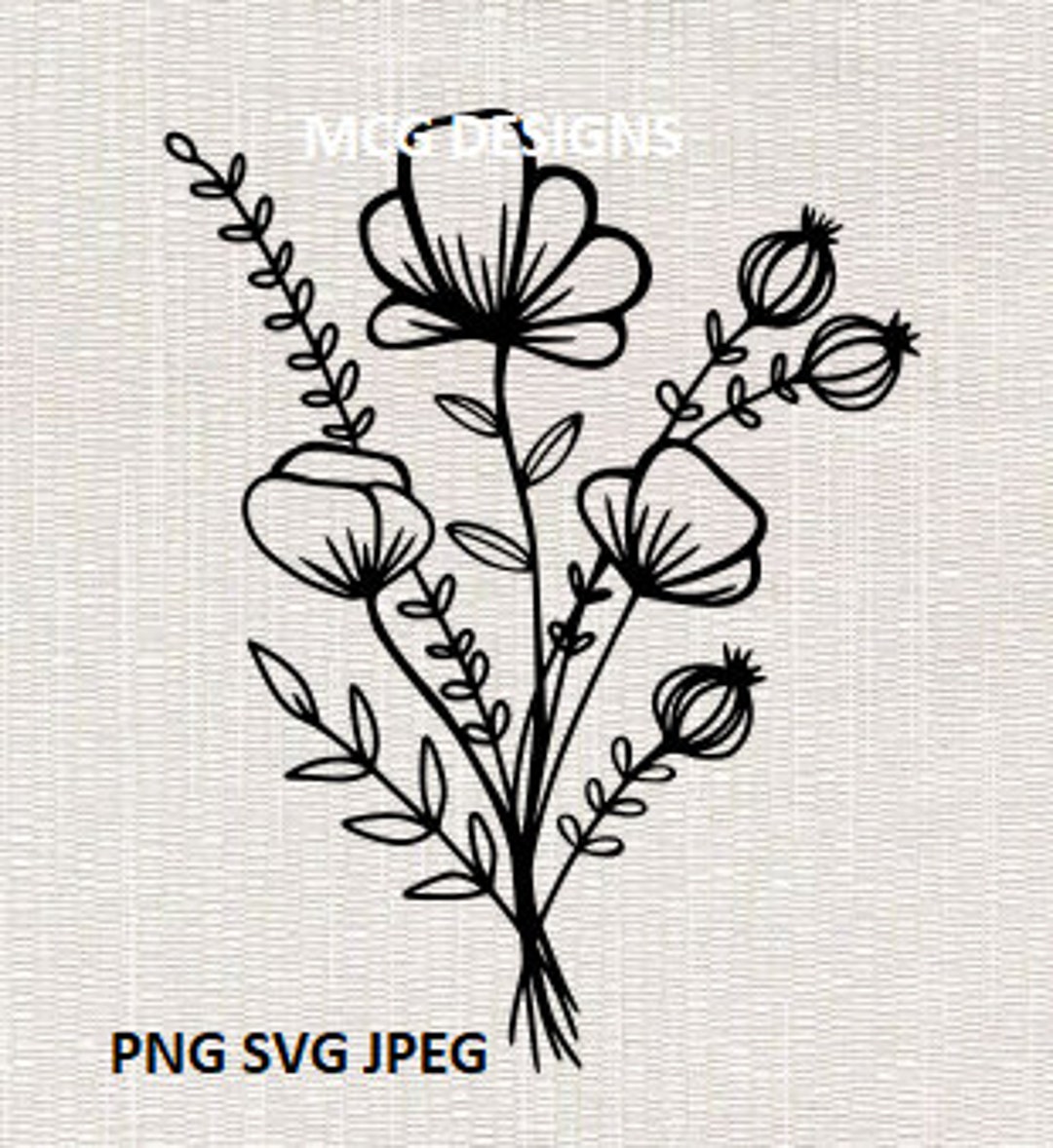 Wildflower Bouquet SVG PNG, Wildflower SVG Cricut, Wild Flower Svg