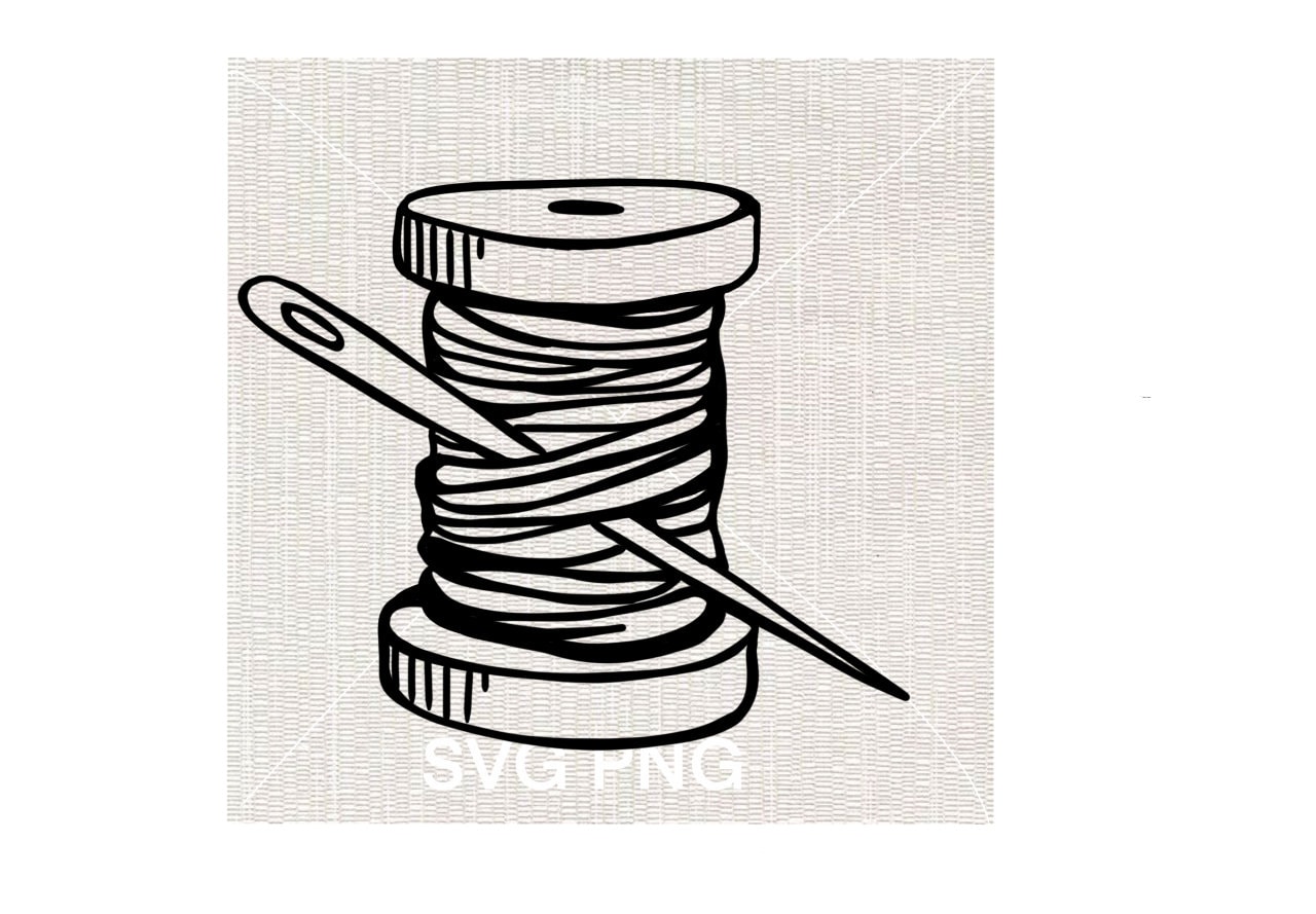 Sewing SVG File, Spool of Thread Svg File, Line Drawing, Floral Svg