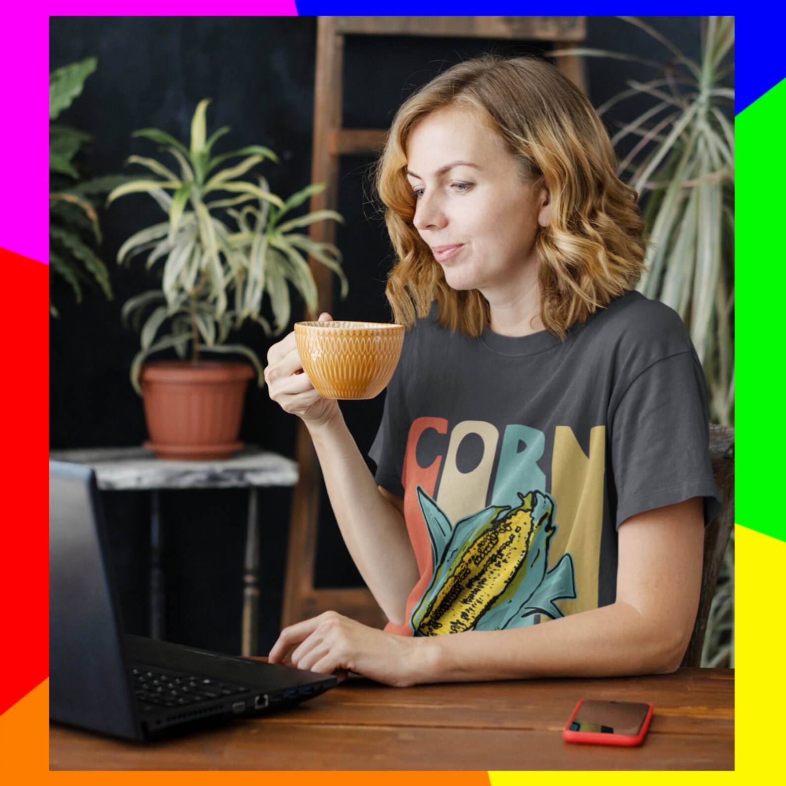 Classic Corn Short Sleeved Tshirt for Women also for Etsy