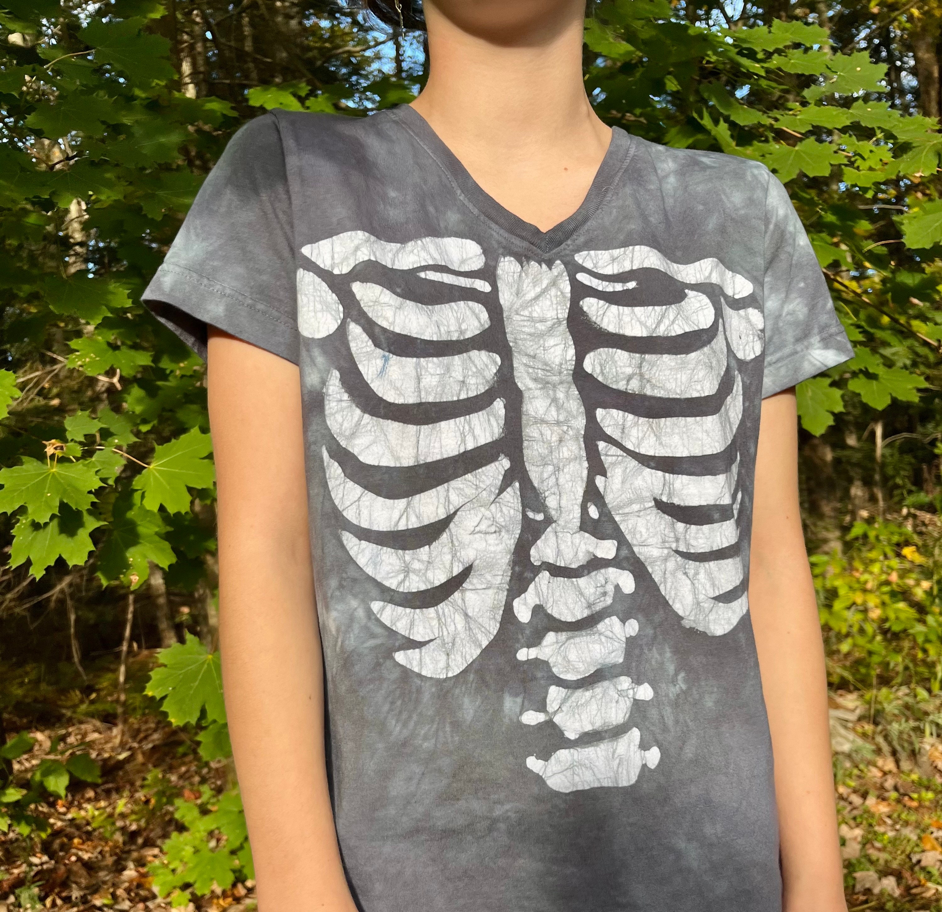 Women’s Batik Skeleton Top Tie Dye Halloween T Shirt