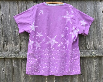 Star Scrub Top, Batik Scrub Top, Tie Dye Scrub Top, Unisex L Scrubs