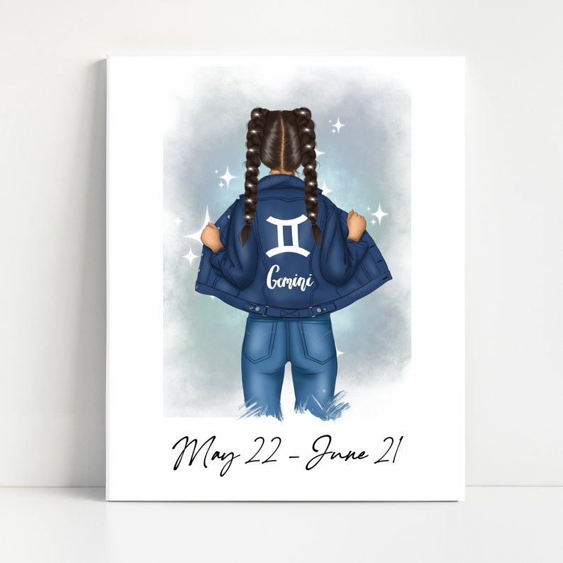 Gemini Zodiac Girl Wall Art Printable Instant Download | Etsy