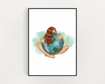 Loving the Earth, Wall Art, Printable, Instant Download, Home Decor, Gift for Her, Bedroom Decor, Digital Print, Earth Day, Wall Print,