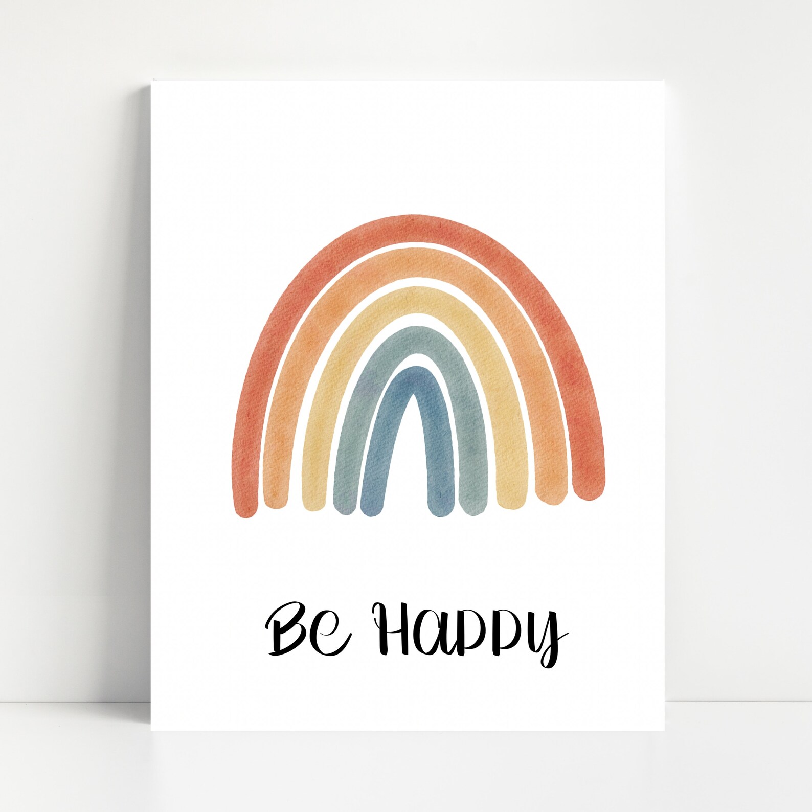 Be Happy, Boho Rainbow, Wall Art, Printable, Instant Download, Quote Wall Decor, Inspirational