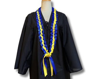 青と黄色の卒業式レイ