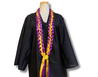 紫と黄色の卒業式レイ