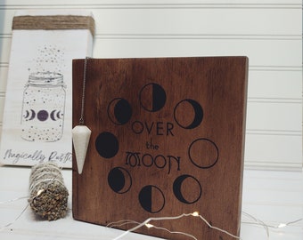 Over the Moon wood sign