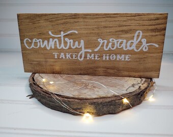 Country roads wood sign