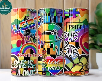 Lgbt Pride Tumbler, Gay Lesbian Tumbler, Gay Pride Tumbler, Pride Tumbler Cup, LGBTQ 20oz Tumbler with Straw, Love is Love Tumbler
