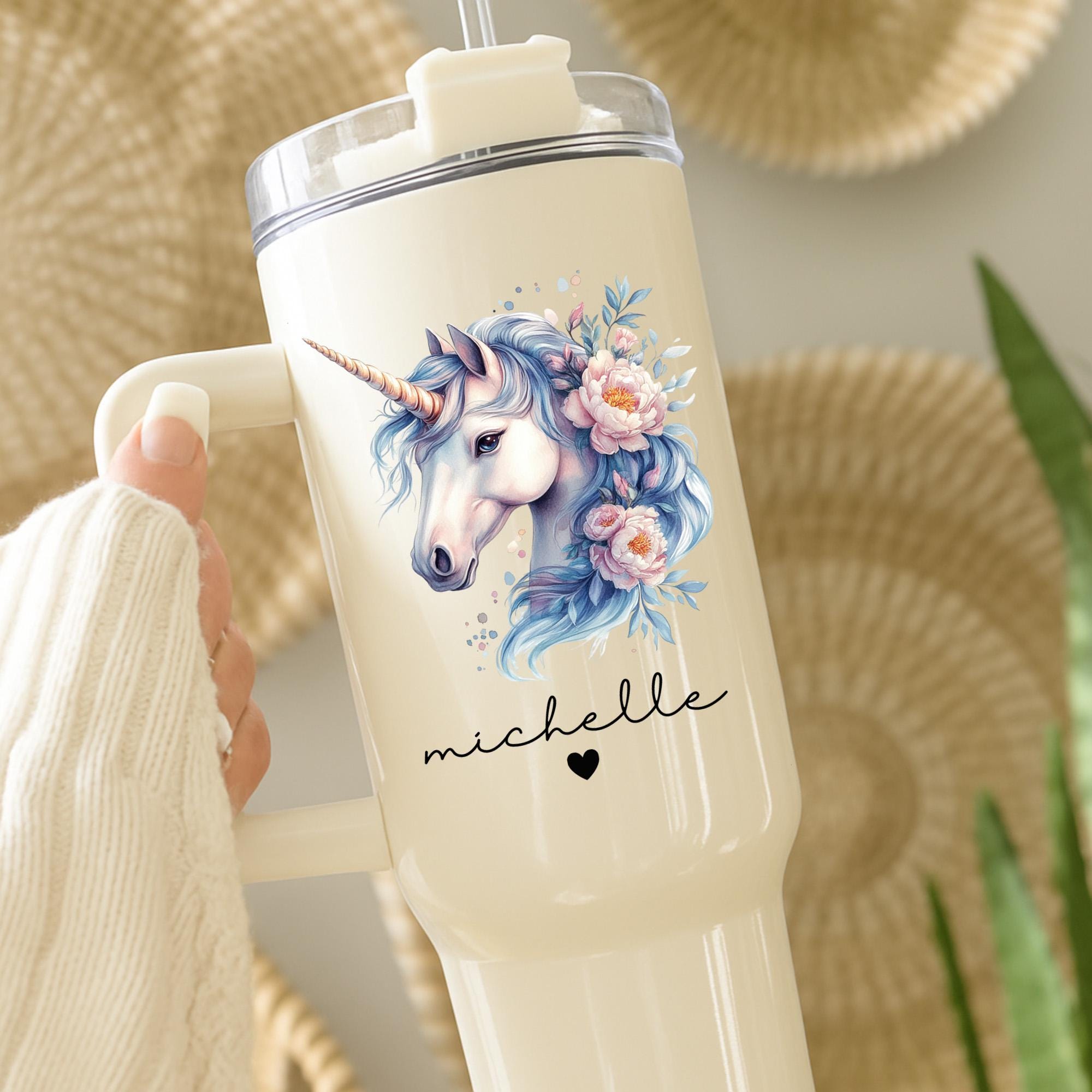 Personalized Unicorn Tumbler, Custom Unicorn Gift, Floral Unicorn Cup ...