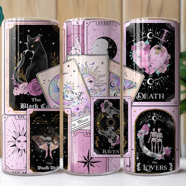 Tarot Card Tumbler, Zodiac Tumbler, Zodiac Style Tumbler, Birthday Tumbler for Mom, Moon Sun Tumbler, Gift for Her, Tarot Card Reader Gift