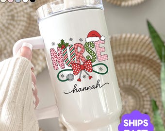 Christmas Nurse Tumbler Personalized Holiday Cup Custom Name Medical Gift for Nurse Healthcare Worker gift Hospital staff gift