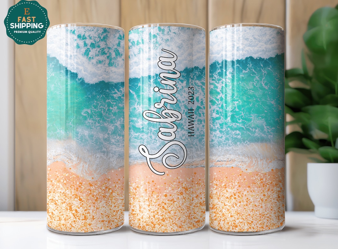 Personalized Beach Tumbler With Straw, Summer Vacation Tumbler for Her ...