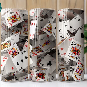 3d Playing Cards Tumbler, Playing Cards Tumbler with Straw, Card Player Gift, Game Casino Chips Tumbler, Casino Player Gifts