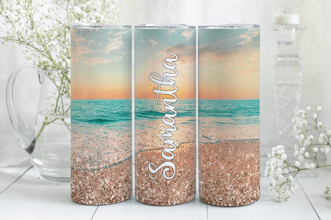 Personalized Beach Tumbler With Straw, Summer Vacation Tumbler for Her ...