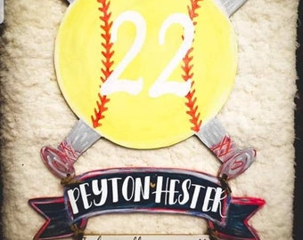 Hospital Door Hanger/Softball Decor/Sports Theme/Room Decor/Birth Announcement/Hospital Door Hanger Girl/Nursery Decor
