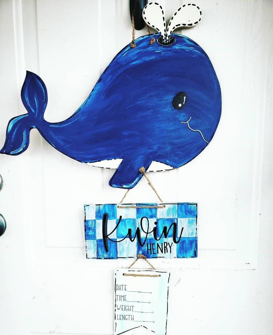 Whale Hospital Door Hanger/whale Baby Decor/birth Announcement/baby