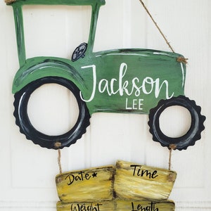 Tractor Hospital Door Hanger/Hay Stacks Birth Stats/Farmer/ Nursery Decor/ Farm Themed Nursery/ Wall Decor/Baby Shower Gift