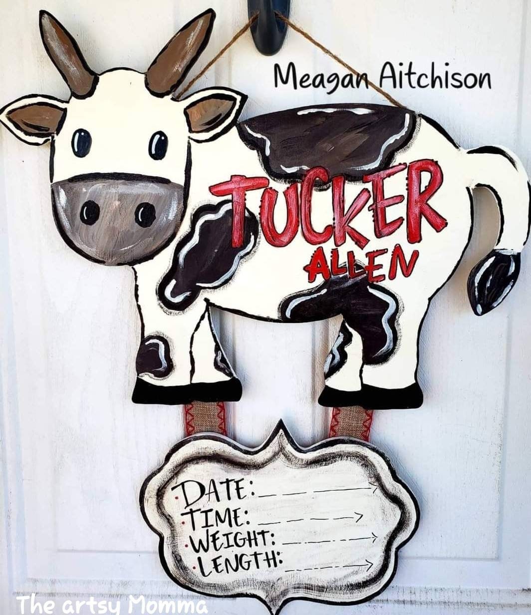 Hospital Door Hanger/birth Announcement/cow Theme Etsy UK