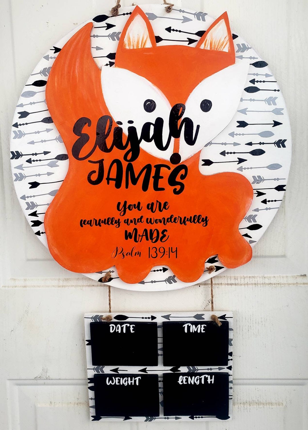 Hospital Door Hanger/fox Themed/ Birth Announcement/baby Shower/baby