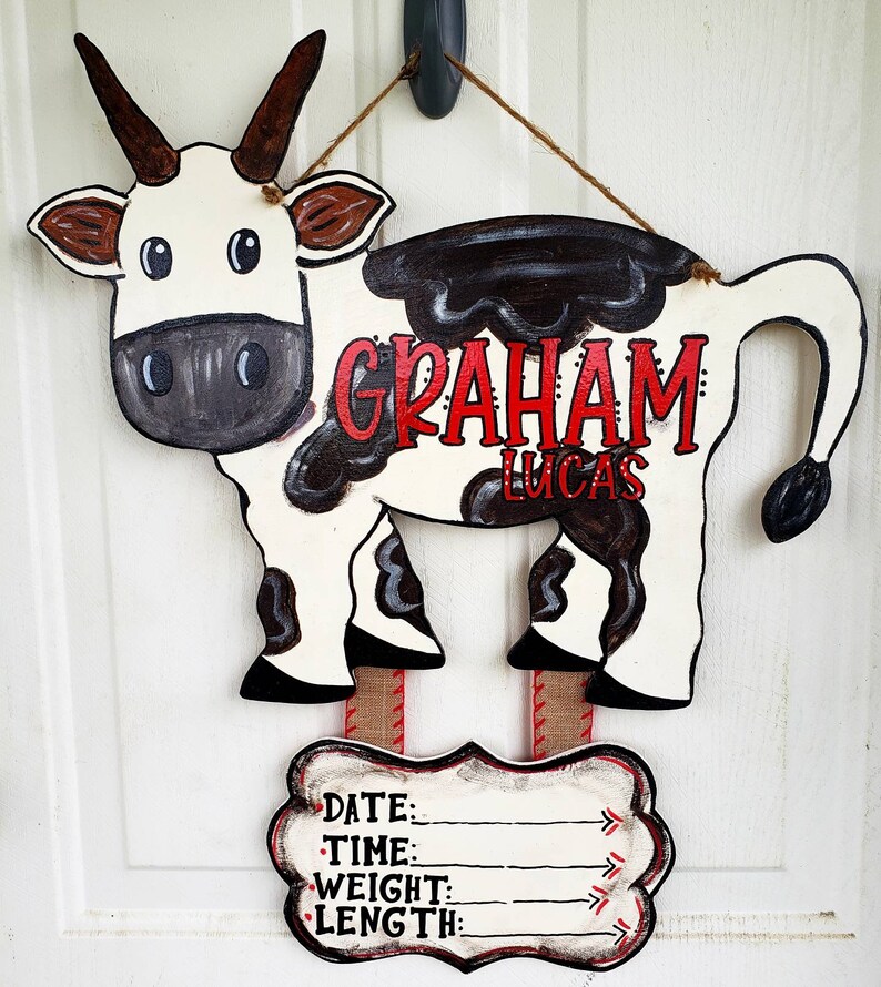 Hospital Door Hanger/birth Announcement/cow Theme Etsy