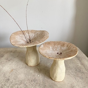 MADE TO ORDER-  Handmade Ceramic Wabi Sabi Brown Ikebana Vase Set of 2- Bud Vase, minimalist, mushroom fungi vase, unique home decor