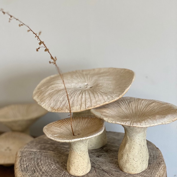 MADE TO ORDER- Handmade Ceramic Wabi Sabi Ikebana Mushroom Vases by Bidu Living - Wabi Sabi Decor, Unique Home Decor, Handmade Pottery Vase