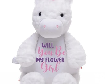Personalized Flower Girl Stuffed Animals ~ Keepsake Gift ~ Baby Girl ~ Wedding ~ Bridal