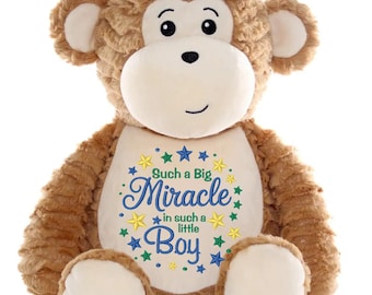 Miracle Baby Boy Stuffed Animal: Personalized Keepsake Plush Toy