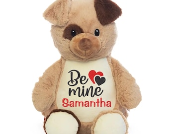 Personalized Valentine Stuffed Animal | Embroidered Plush Teddy Bear