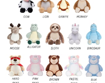 Personalized Plush Stuffed Animal ~ Embroidered Name Keepsake ~ Baby Shower ~ Birthday