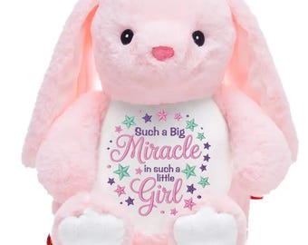 Personalized Miracle Baby Girl Stuffed Animal, Rainbow Baby Keepsake Plush