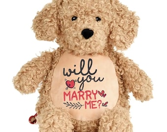 Will You Marry Me Embroidered Plush Proposal Bear, Valentine's Engagement Gift