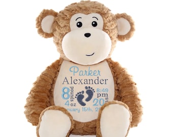 Personalized Birth Stat Stuffed Animals ~ Keepsake Gift ~ Baby Girl ~ Baby Boy