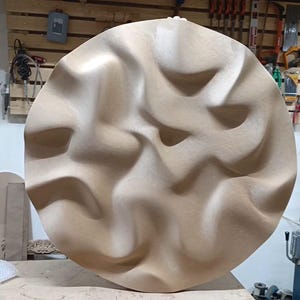 3D Wall Art | Textured Wooden Wall Decor | Modern Abstract Round Wall Sculpture | Large Monochrome Relief Painting