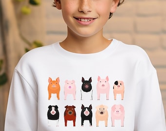 Cute Pigs Sweatshirt, Pig Sweater, Graphic Hoodies, Animal Lover Sweater, Pig Theme Gifts, Animal Sweatshirt, Christmas Sweatshirt