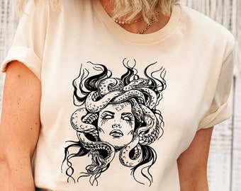 Medusa Snake Face Tshirt, Goddess Medusa Tee, Greek Mythology Tshirt, Halloween Tshirt, Greek Mythology Tshirt, Snakes head witch thirts