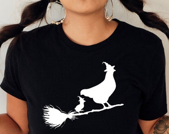Halloween Chicken Shirt, Funny Halloween Shirt, Chicken Witch Shirt, Spooky Season Tee, Cute Halloween Tshirts, Halloween Gifts, Women Tees