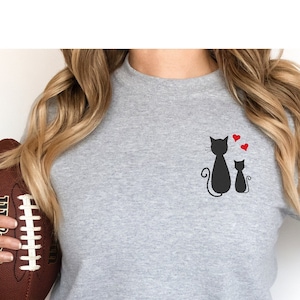 Embroidered Cat Sweatshirt, Cat Lovers Gift, Gift For Cat Owner Gift, Cat Mom Gift, Cat Owner Hoodie, Animal Sweatshirt, Cat Lovers Sweater