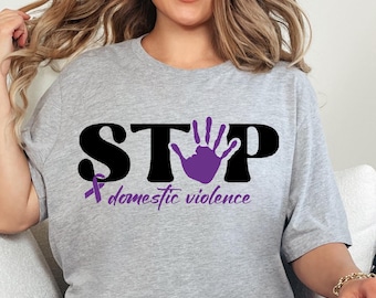 Camiseta de Alto a la Violencia Doméstica, Camiseta de Concientización, Camiseta Inspiradora, Camiseta con Lazo Morado, Camiseta de Salud Mental, Concientización de Octubre