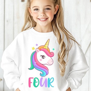 Personalized Unicorn Sweatshirt for Girls, Toddler Girls Birthday Gift, Custom Birthday Sweatshirt for Kids, Girls Birthday Party