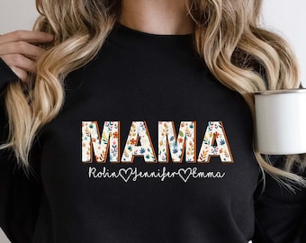 Custom mom sweatshirt, Mama sweatshirt, Mom sweatshirt with names, Gift for her, mothers day gift, mothers day hoodie, Custom mama sweatshir
