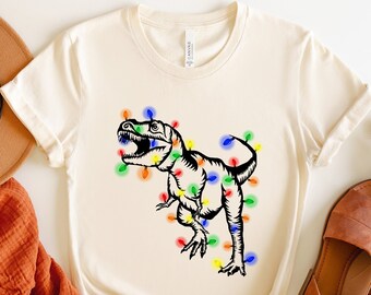 T-shirt Homme Coton Christmas T-Rex Funny Dinosaur - Neuf Sans étiquettes