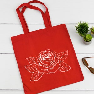 Rose tote bag, Floral tote bag, Rose lover tote bag, Rose gifts, Plant lover tote bag, Gift for mom, Gift for girl, Women bag, Girls gift