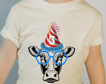 Camiseta de cumpleaños de vaca, fiesta de cumpleaños de vaca, camiseta de vaca, camiseta personalizada de cumpleaños de granja, camiseta de cumpleaños de granja para niña, camiseta para amantes de las vacas, camiseta de animales