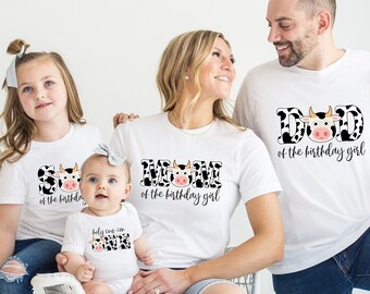 Cow Family Birthday Tshirt, Cow Birthday Girl, Cow Birthday Boy, Custom Farm Birthday Tshirt, Farm Birthday Girl Tee, Cow One Matching Tee