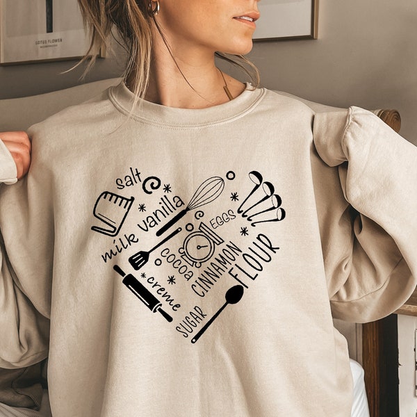 Bakery Heart Sweatshirt, Baking Lover Hoodie, Baking Sweater, Baker Sweatshirt, Baking Gifts, Christmas Sweatshirt, Baking Crewneck