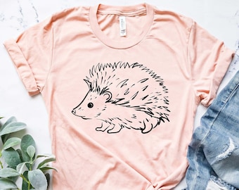 Cute Hedgehog Pocket Shirt - Pocket Tee, Unisex Shirt, Hedghehog shirt, Hedgehog tee, Cute drawing, Hipster tee, Graphic tee, hipster